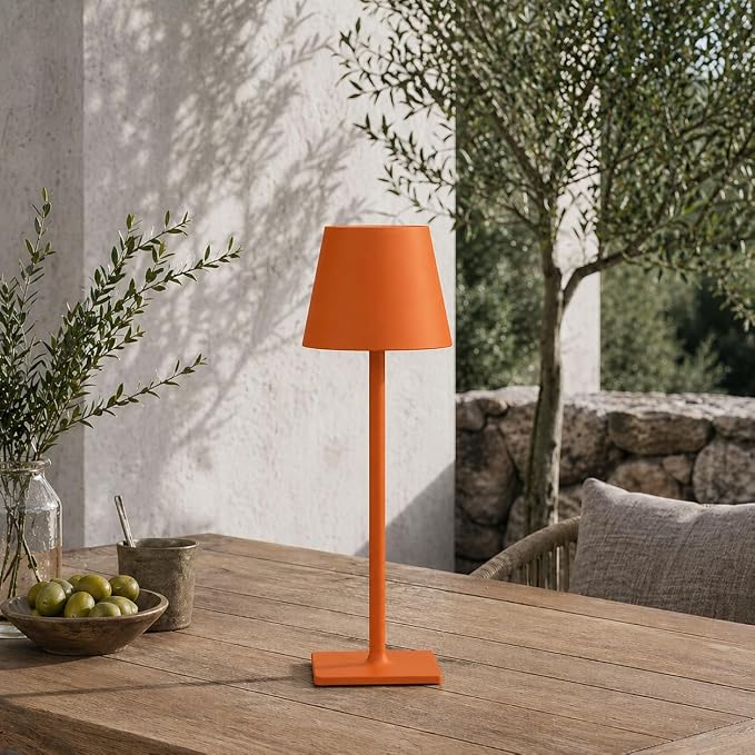 Yogaret Orange Cordless Table Lamp Set of 2-3 Way and Stepless Dimmable - for Restaurant Dining Bedroom Home Bar