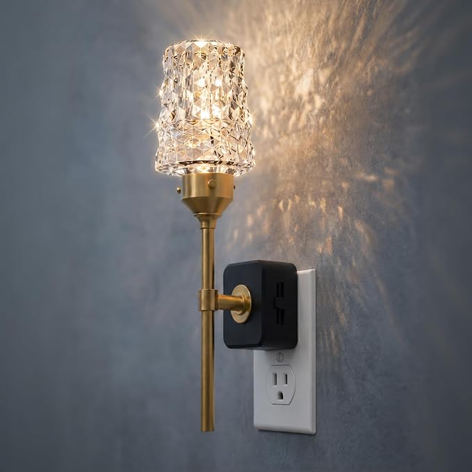 L LOHAS LED Night Light, Night Lights Plug into Wall | Automatic Night Lights with Auto Light Sensor, 0-100LM Adjustable Brightness Rotating Crystal Nightlight for Bedroom Hallway