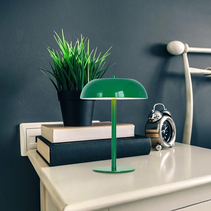 Portable LED Table Lamp, Cordless Dimmable Touch Table Light, Rechargeable Battery Operated Small Lamp with 3 Colors and Brightness Control for Bedroom/Patio/Bar/Coffee Shop (Green)