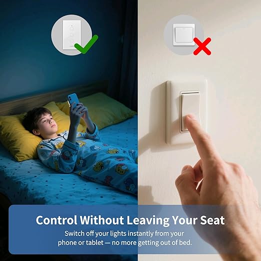 Smart Touch Wall Light Switch with Matter, Tempered-Glass Panel, Neutral Wire Required, Single-Pole, 2.4GHz Wi-Fi, App/Voice Control with Alexa/Google/Apple Home, Timers & Schedules White – 3 Gang
