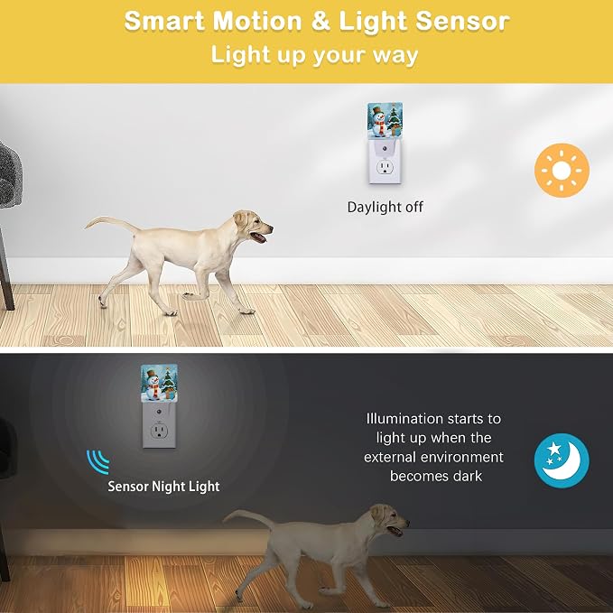 Christmas Night Light, Snowman Night Lights Plug Into Wall with Dusk to Dawn Sensor Wall Lamp, Nightlights for Bedroom, Bathroom, Hallway, Kitchen, Gifts Ideal for Girls Women