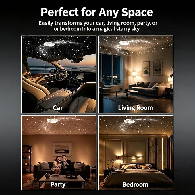 Galaxy Projector Night Light, 2-in-1 Star Projector (24 Film) | Adjustable Brightness, USB Plug & Play Ambient Light for Bedroom Ceiling Wall, Kids Room, Home Decor & Gifts
