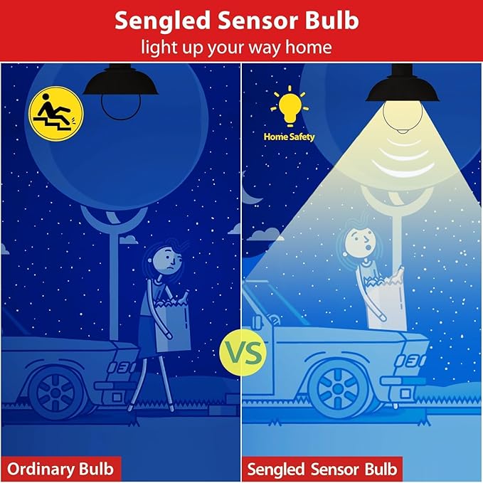 Sengled Motion Sensor Light Bulbs, A19 LED Dusk to Dawn Bulbs 3000K Soft White, Motion Activated Indoor Outdoor Light Bulbs 8.8W (60W Equivalent) 800 Lumens for Porch, Garage, Hallway, 2 Pack