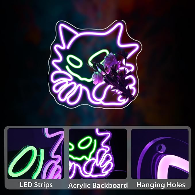Neon Sign, Anime Neon Signs for Wall Decor LED Light up Signs Home Decor for Bedroom, Man Cave, Gaming Room, Party, Club, Pub, Bar Decoration Christmas Halloween Easter Gift USB Operated
