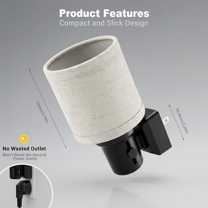 JandCase Night Lights Plug into Wall, Linen Fabric Vintage Nightlight | 0-100LM Dimmable Farmhouse Decorative Nightlights with Dusk to Dawn Sensor, for Bedroom Living Room Hallway