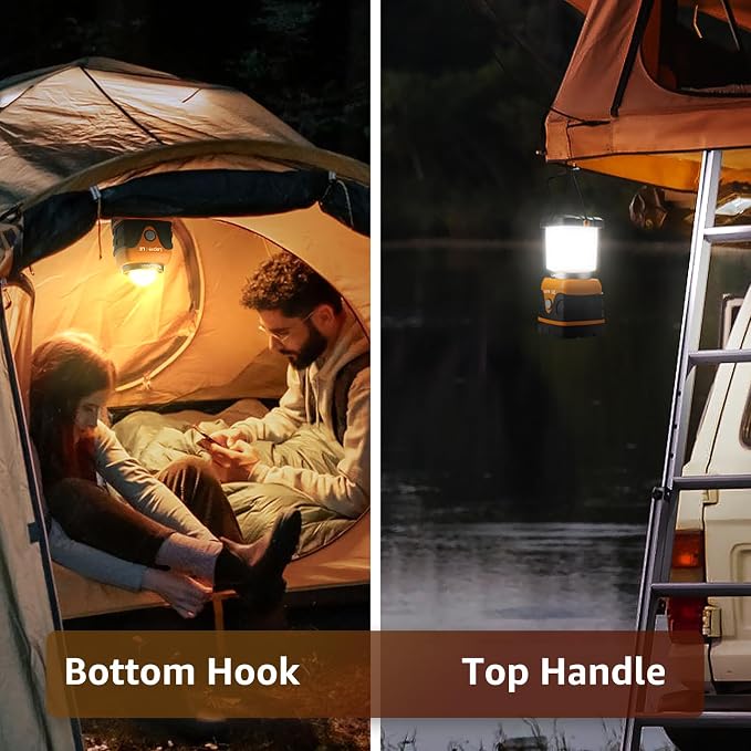 Lepro 1000LM Battery Powered LED Camping Lantern with 4 Light Modes, Orange | Waterproof Tent Light, Camping Essentials, Lantern Flashlight for Camping, Emergency Light, Power Outages, Not Rechargeable