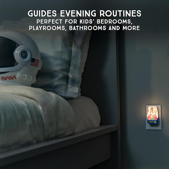 Lights by Night Rocket Space NightLight LED Lights for Kids Room Decor NightLights Plug in Wall Ambient Lighting for Girls Boys Bedroom Bathroom Nursery 81717