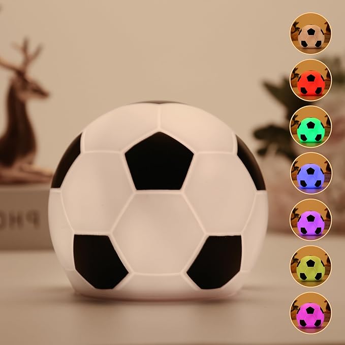 Football Night Light,Touch-Adjustable 7 Colors,Soccer Silicone Night Light for Kids,Use as a Bedside Lamp or Table Lamp,A Glowing Football Gift for Room Decor,Perfect for Children.