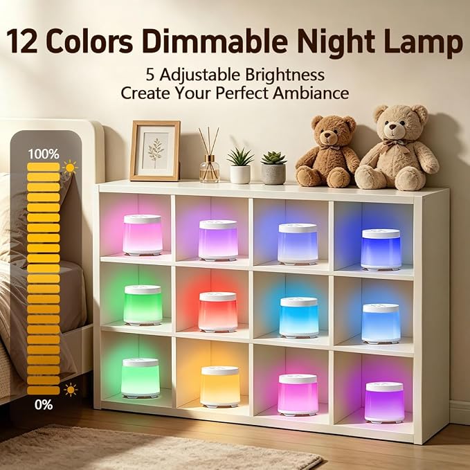 Rechargeable Nursery Night Light Sound White Noise Machine for Baby Kids Adults with Hushing Sounds 30 Sleeping Sounds 12 Colors Night Light 4 Timers Memory Function for Home Breastfeeding Camping