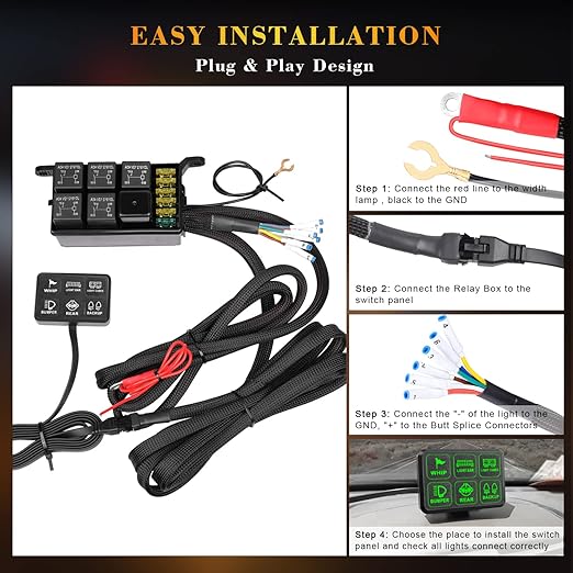 6 Gang Switch Panel, Niking Auto Universal Circuit Control Box Relay System On-Off Button Switch Pods LED Car Touch Switch Kit for Trucks Marine Boat ATV UTV SUV Camper