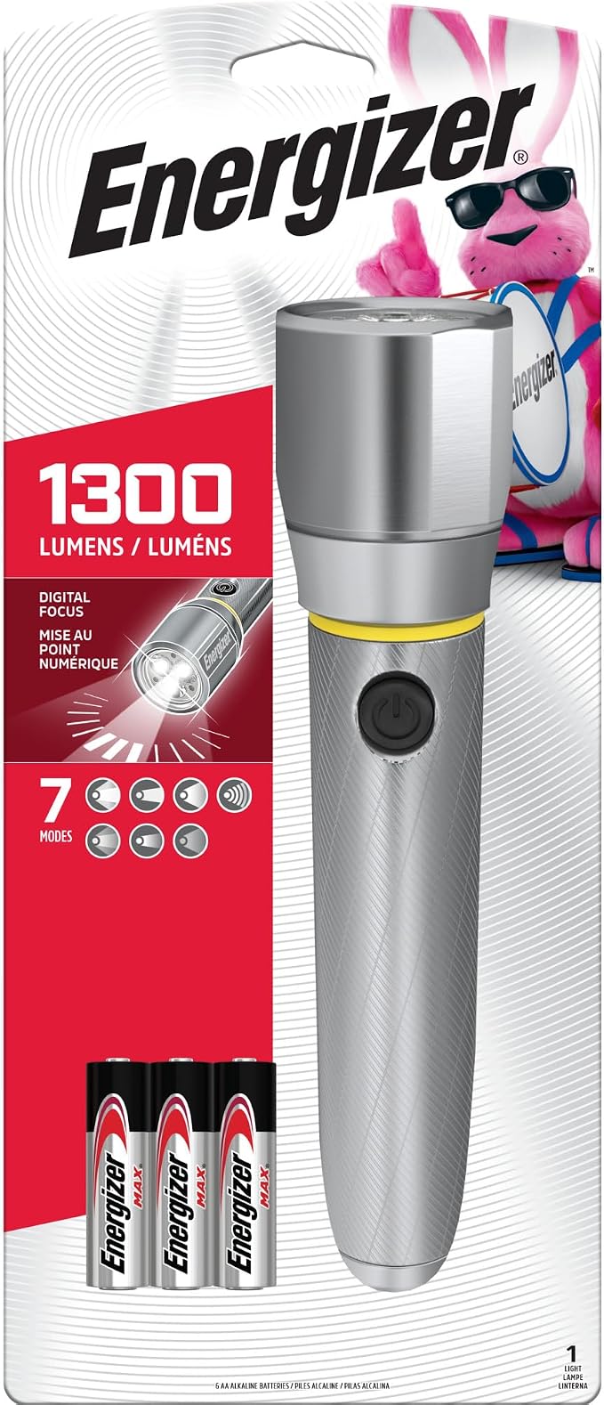 Energizer Vision HD Extra Performance LED Flashlight with Digital Focus, Durable and Bright Flashlight for Hurricane Supplies and Camping Gear, Flash Light with AA Batteries Included, Pack of 1