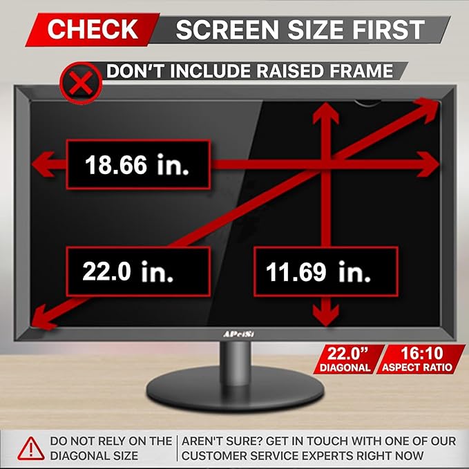 22 Inch Privacy Screen Filter for Widescreen 16:10 Monitor | Privacy Shield | Anti-Glare | Anti-Blue light | Eye Protection | Computer Security Private Filter Protector