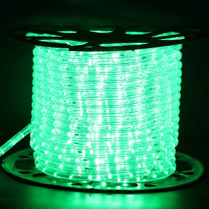 2-Wire Waterproof LED Rope Light Kit, 1/2" Rope Light, 110V-120V PVC 30 LED/M Tube Lights Strip for Background, Outdoor, Christmas, Home Decoration (3.3ft/1m, Green)