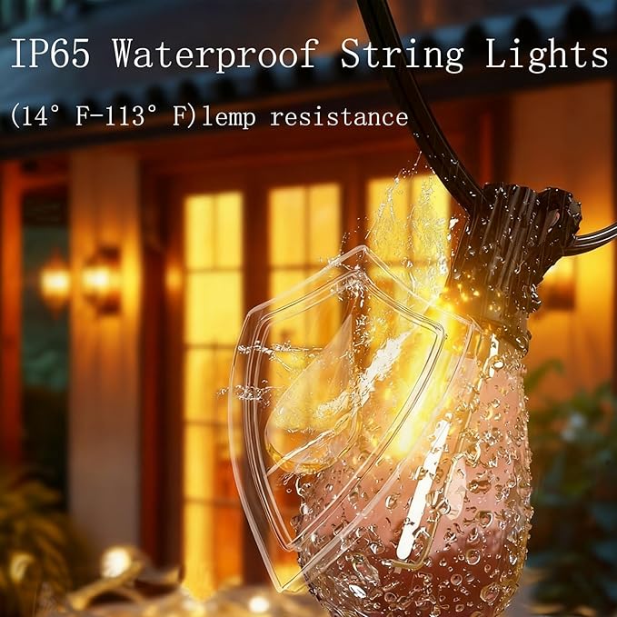 REEMEER 200FT Outdoor String Lights, Ultra Long Waterproof 60+2 Shatterproof Bulbs Led Outside Patio Lights for Porch Deck Garden Backyard Balcony Wedding Party Decor