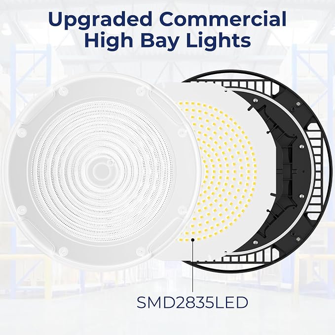 CINOTON 210W UFO LED High Bay Light, Aluminum LED Shop Lights with 31500LM, 5000K Commercial Bay Lighting for Warehouse Garage Workshop Factory, 6' Cable & Safety Rope, ETL Listed 1 Pack