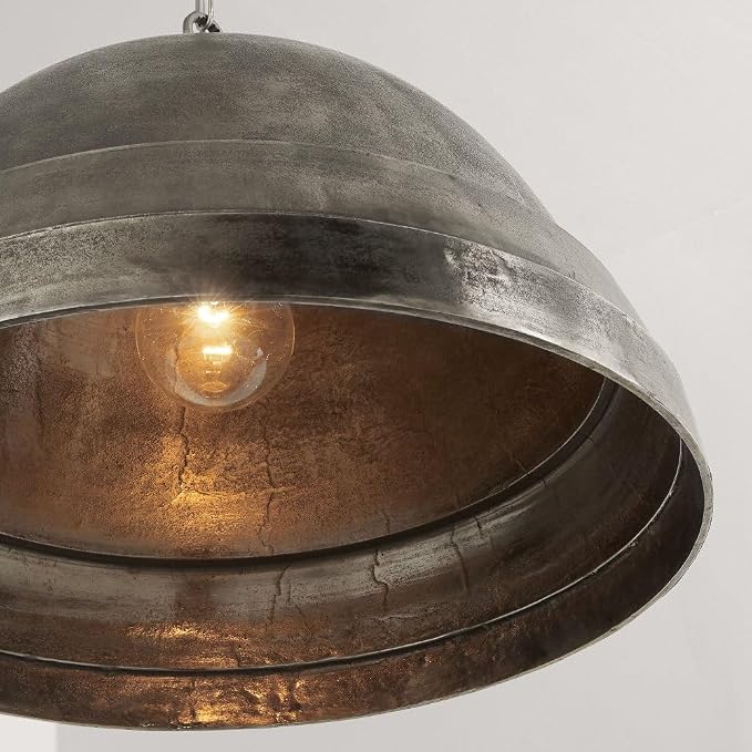 Capital Lighting 335313XB Sedona Handcrafted Sand-Cast Aluminum Industrial Metal Dome Pendant, 1-Light 100 Watts, 20" H x 28" W, Oxidized Brass
