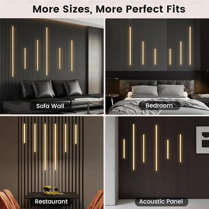 6-Lights LED Recessed Lighting Wall Panel Lights,Self-Adhesive Wood Slat Wall Panel Strip Light,4000K Touchable Switch Dimmable LED Aluminum Channel lamp,Under Cabinet Light(39in+31.5in+23.6in)