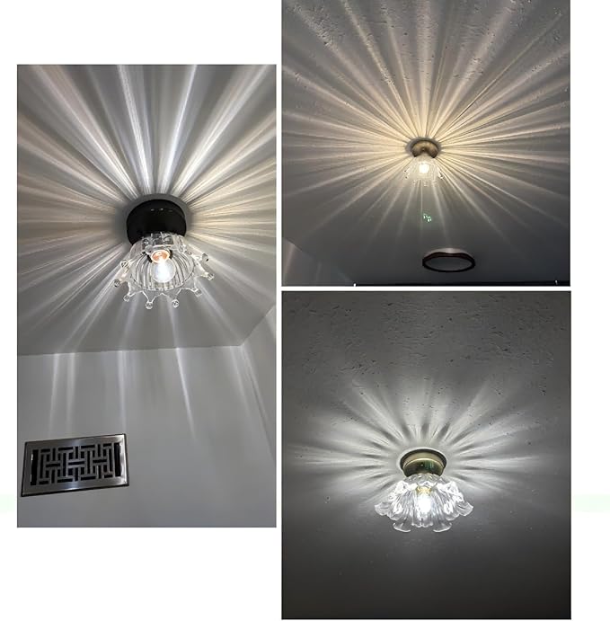 2 Pack Black Modern Ceiling Light, Small Kitchen Light Fixtures, Glass Semi Flush Mount Ceiling Light for Hallway, Foyer, Entryway, Laundry Room (7 in)