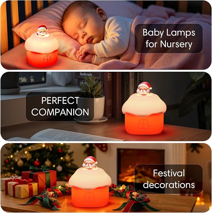 Dylviw Snow Hut Silicone Night Light, Kids Bedside Lamp with 7 Fun Sound Effects, Touch Dimming, 30-Min Auto-Off Timer, Volume Control, 1000mAh Battery, Toddler Bedroom Essential, Birthday Surprise