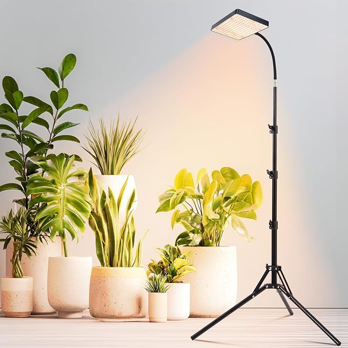 2026 Grow Light with Stand, 4/8/12/16/20H Timer, 25 Watt Power Draw, NO Need Adapter, Bright Enough for Indoor Tall Plants, Bonsai Tree, Daisy Chain Function, 40"-64" Height Adjustable