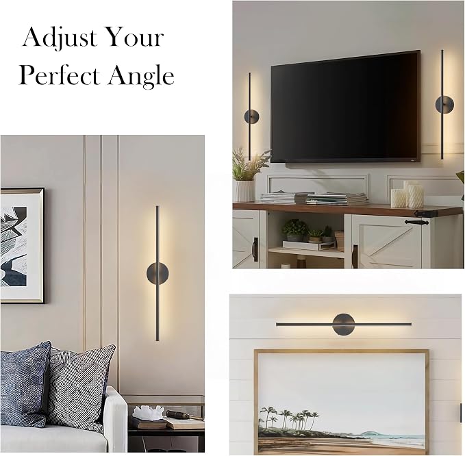 KARTOOSH Battery Operated Wall Sconces Set of Two Wireless Wall Lights | Rechargeable Wall Sconce with Remote 350°Rotate Dimmable 3000K LED Wall Lamp for Living Room, Bedroom