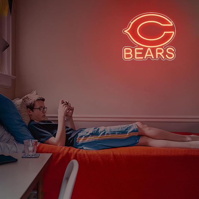 Football Neon Sign for Wall Decor Football Team LED Neon Light for Man Cave | Dimmable Orange Led Light Up Sign for Bedroom Party Club Bar Dorm Garage Decor Birthday Gift for Rugby Fans Size 12.2*13.5 In