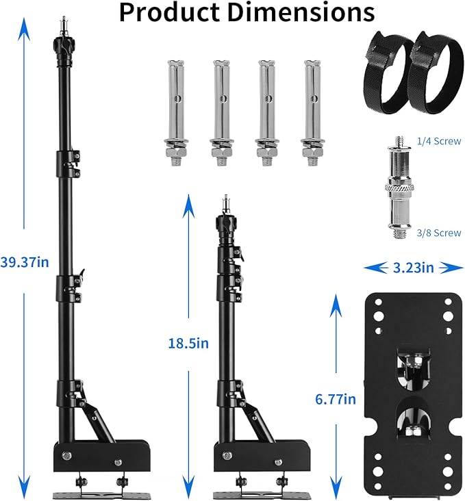 Selens Wall Mount Triangle Boom Arm 39.37inch/100cm, Ring Light Mount Support 180°Flexible Rotation for Studio Video Light, Monolight, Photography, Softbox, Reflector