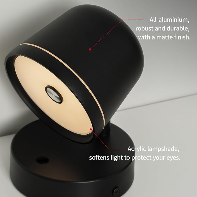 Aisilan LED Modern Wall Sconce with Touch Switch,12W Dimmable Hard-Wired Wall Light, Adjustable Black Hallway Light Fixtures, Up and Down Wall Mount Lamp for Bedroom Reading Living Room Bedside