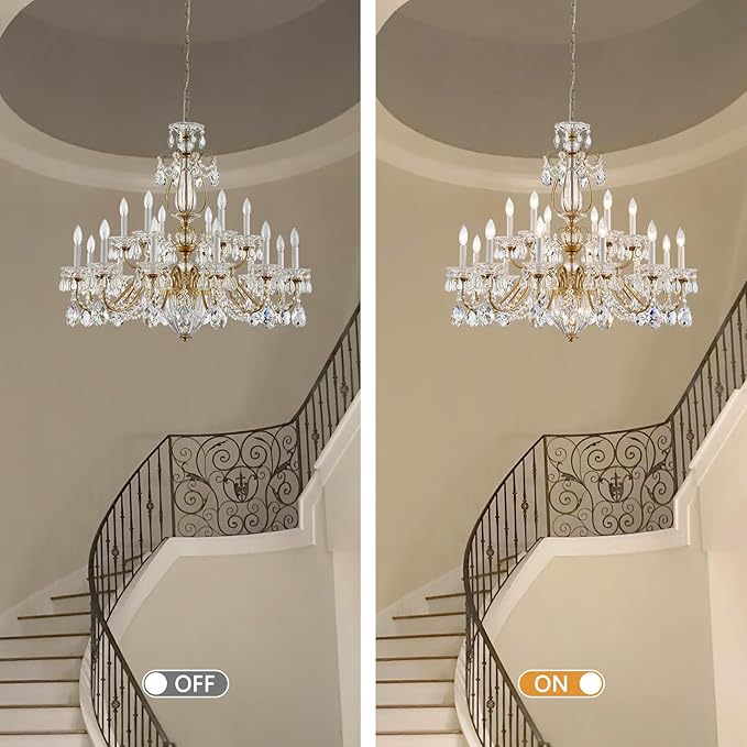 Vintage Crystal Chandelier 18-Lights Large Crystal Chandeliers for High Ceilings Brass Maria Theresa Chandelier Light Fixture for Living Room Hallway Hotel Banquet Hall Lobby Entrance Foyer Dia 37"