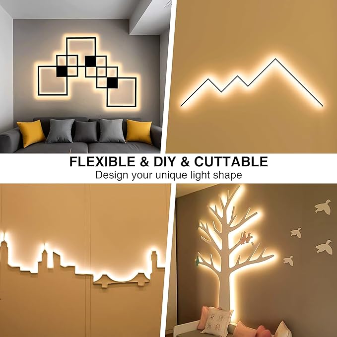 Onforu Warm LED Strip Lights, 65.6ft Dimmable Tape Light for Under Cabinet | 20M 6000K Flexible 12V Adhesive Ribbon Easter Rope Light for Kitchen, Bedroom, Home Decor