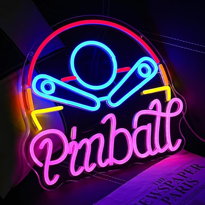Pinball Neon Sign for Business Game Neon Sign Colorful LED Neon Sign USB Powered LED Neon Light for Bedroom Game Room Mall Game City Man Cave Decoration(14.6"*12.9")
