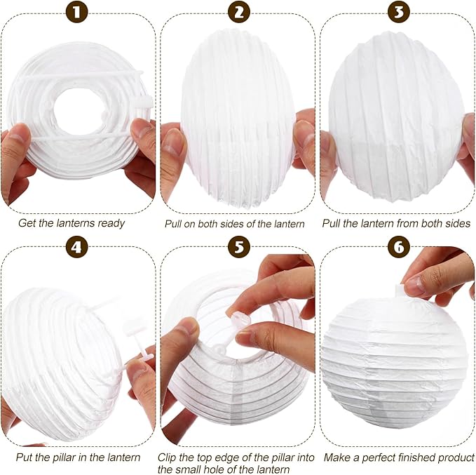 Treela 90 Pack White Chinese Japanese Paper Lanterns Decorative Hanging Ball Paper Lantern Lamps for Wedding Birthday Party Baby Shower Home Decorations(4 Inch)