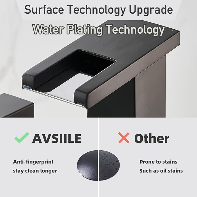 LED Bathroom Faucet 3 Hole, Matte Black Waterfall Bathroom Faucets, 8 Inch Widespread Modern Bathroom Sink Faucet & Parts, Wide Spread Touch On Three Hole 2 Handle Bathroom Vanity Faucet