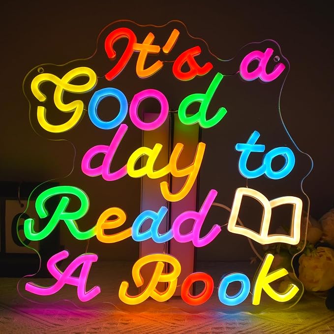 It's a Good Day to Read a Book Neon Sign Classroom Neon Lights for Wall Decor Reading Corner Led Sign Dimmable Library Signs for Bedroom Classroom Bookish Room Gift for Book Lovers