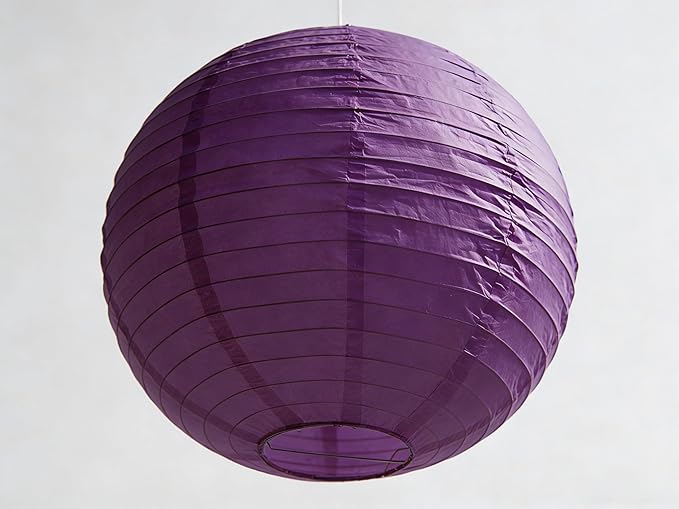 Purple & Cream White Paper Lanterns Set (12 Pcs) - 6/8/10 Inch Hanging Lanterns for Weddings, Women’s Professional Parties, Birthdays & Home Decor