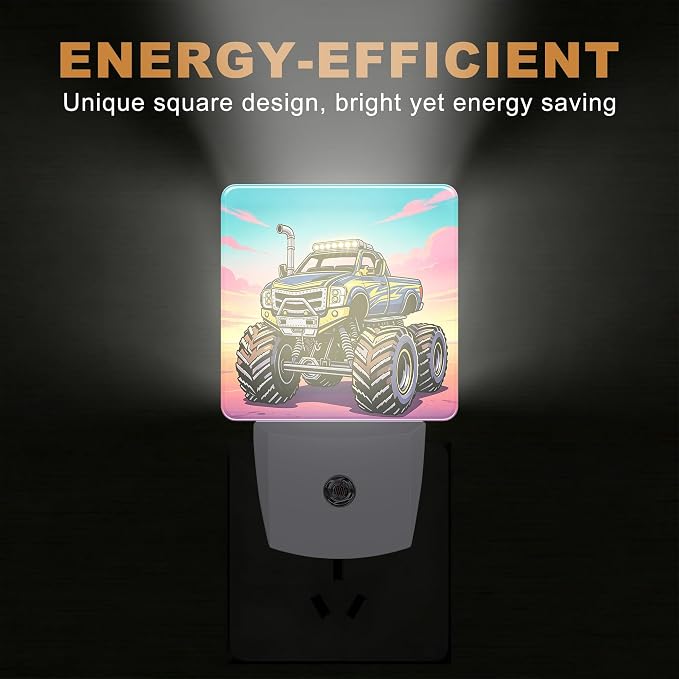 Night Light Cartoon SUV Off Road Night Lights Plug into Wall with Dusk to Dawn Smart Sensor for Bedroom Bathroom Hallway Kitchen, Warm Nightlights for Boys Girls Women Men