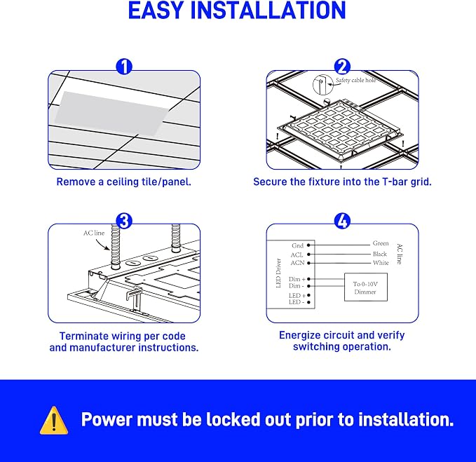 hykolity 2x4 LED Flat Panel Light,Dimmable,Selectable,Drop Ceiling,6 Pack | DLC Listed 0-10V Dimmable 40W/50W/60W 4000K/5000K/6500K 115LM/W Recessed Lights for Office Classroom Hospital Retail Garage