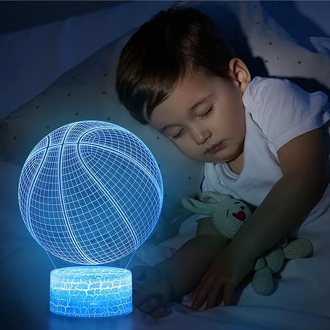 Basketball Gifts for Boys / Girls, Basketball 3D Night Light, 3D Illusion Lamp with 16 Colors Change Remote Control, Decorative Desk Lamp, Creative Best Christmas Birthday Gift for Kids Sport Fans