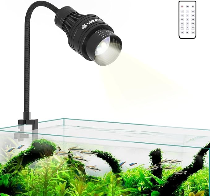 Lominie LED Aquarium Light Full Spectrum 15°-60° Adjustable Aquarium Focus Light Spotlight for Saltwater Freshwater Fish Tank（A15 Freshwater/Saltwater）