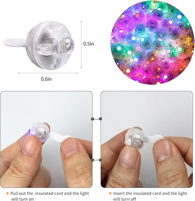 Aogist 100Pcs 10-Colors Balloon Lights with Hook,Long Standby Time,Waterproof Mini Light for Birthday Party Wedding Christmas Halloween Easter Decorative (Steady)