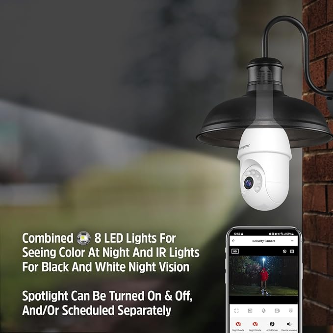 Energizer Smart Socket Camera 3-Pack, 2K QHD Outdoor Light Bulb Security Camera, 5GHz/2.4GHz, Pan & Tilt Auto Motion Tracking, 2-Way Audio, Night Vision, Recording, Voice Control with Alexa & Google