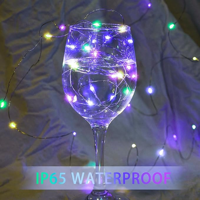 8 Pack Fairy Lights 7Ft 20 LED Twinkle String Lights 3 Modes Battery Operated Waterproof Firefly Starry for Mason Jar Party Wedding Easter Valentines Day Table Centerpieces,Rainbow-Pastel