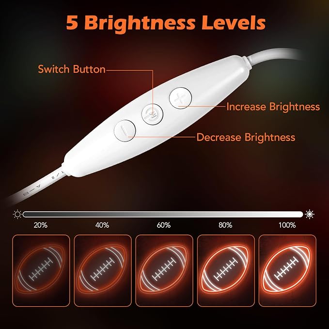 Football Neon Sign, Dimmable 16 x 10 In Football LED Sign with USB Power and ON/OFF Switch, Football Wall Decor for Boys Room, Teen Bedroom, Man Cave, Game Room, Football Gifts for Kids and Fans