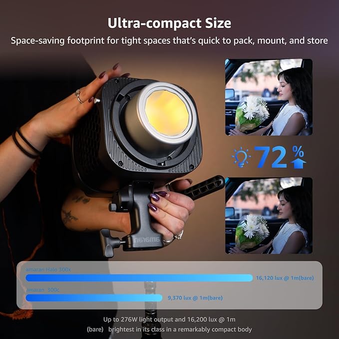 amaran Halo 300x LED Studio Light Compact 305W Bi-Color COB Video Light | APP Control,2700K - 6500K,9 Effects,Bowens Mount Silent Continuous Lighting for Video Photography Recording