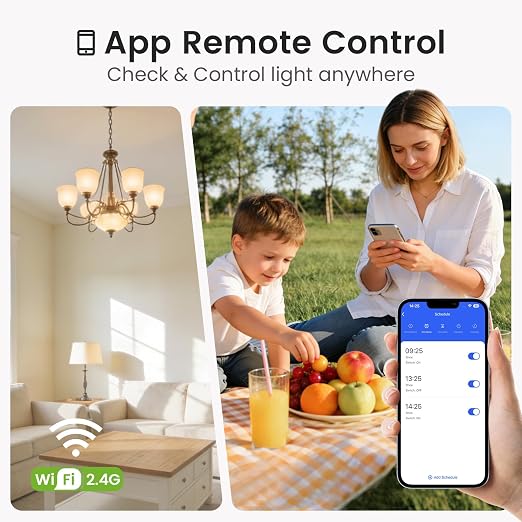 GHome Smart Switches for Lights, Single Pole WiFi, Works with Alexa, 3 Pack | Google Home Compatible, Neutral Wire Required, 2.4GHz WiFi, Voice Control, App Control, Schedule, Timer, UL FCC Listed