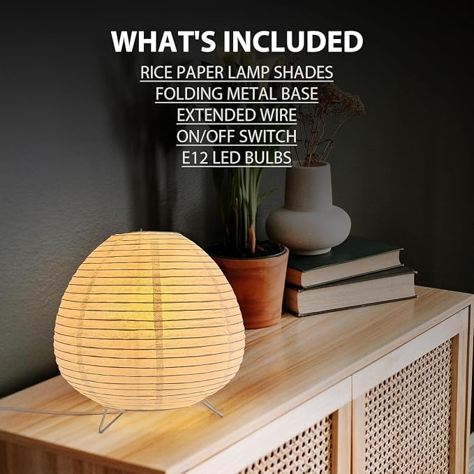 Small Paper Lamp, Japanese Lamp Lantern Table Lamp, Paper Table Lamp, Lantern Lamps for Desk Bedrooms Bedside Night Light (Raindrop)