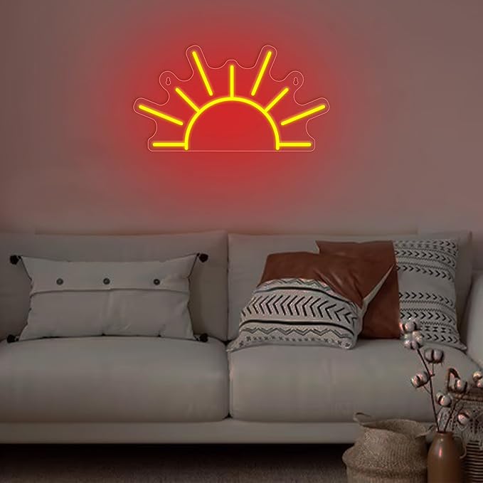 Orange Sunrise Neon Sign, Attivolife Light up Sun LED Wall Decor Lamp, Ideal for Home Living Room Cafe Shop Bar Party, Decoration with Dim USB Powered, Christmas Day Birthday Present for Kids Friend