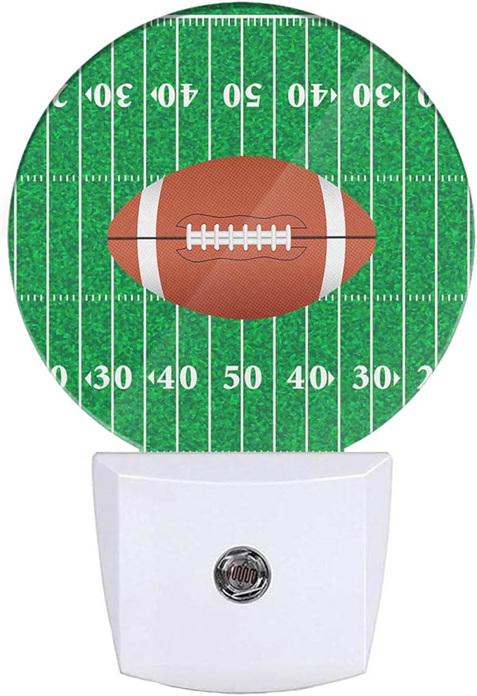 EKOBLA Night Light, Plug-in American Football Field Sport Ball Night Light, Led Home Wall Decor Round Lamp for Girls Boys Grandma Grandpa
