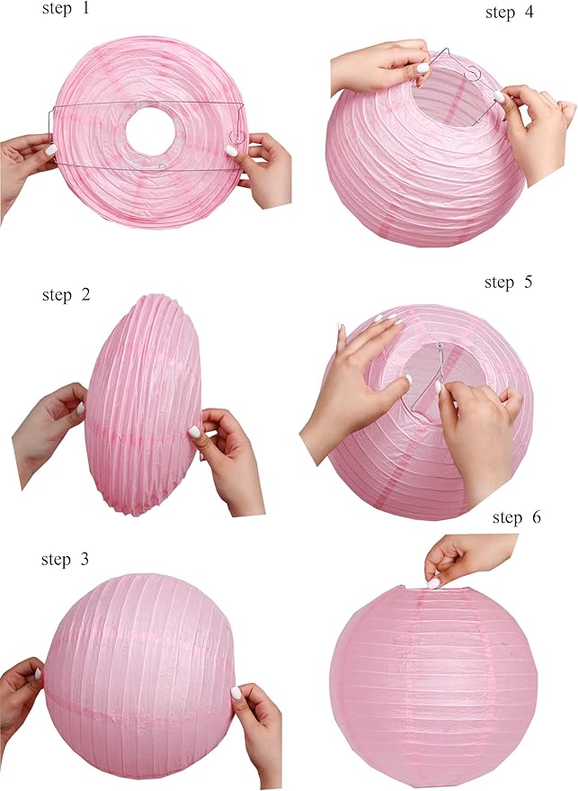 Pack of 3 Round Paper Lanterns Lamp Wedding Birthday Party Decoration (Baby Pink, 14"/35CM)