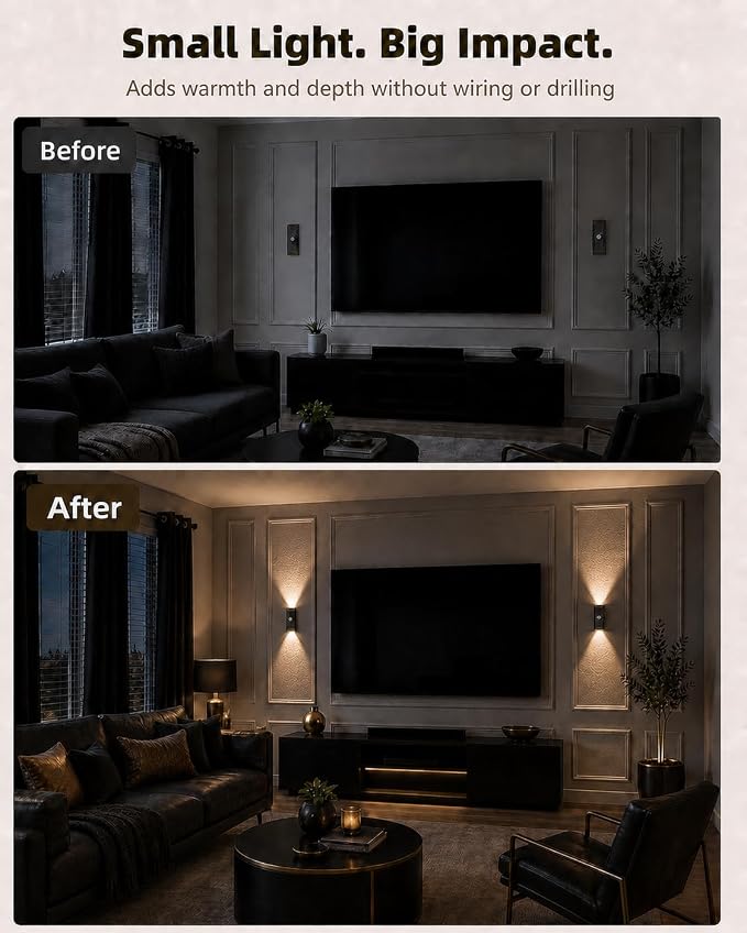 EZVALO Motion Sensor Wall Light with Remote Control, Rechargeable Wall Sconce, 3 Color Temps, Dimmable, Magnetic, LED Indoor Wireless Wall Lamp, 4000mAh, for Hallway, Stair, Entryway, Renters
